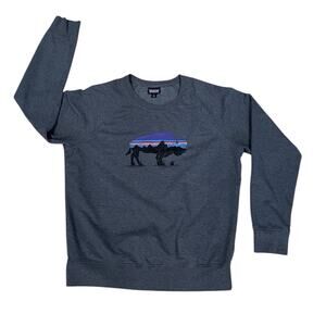 Patagonia Women's Size Large Fitz Roy Bison Ahnya Crew Sweatshirt Gray -Casual